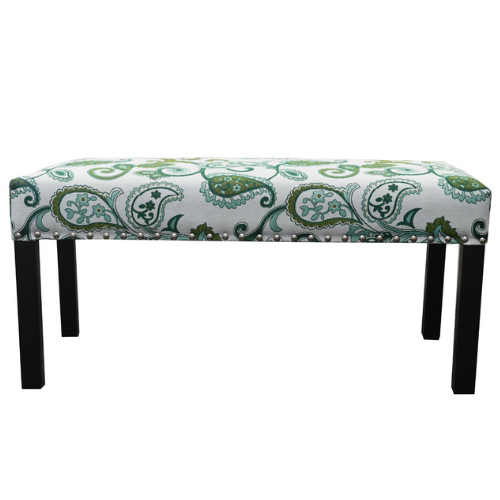 Green Floral Bench Chair / Custom Office Boutique / Hotel Bench